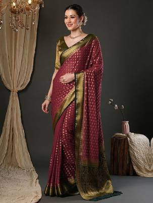 Woven design zari pure georgette kanjeevaram saree 1