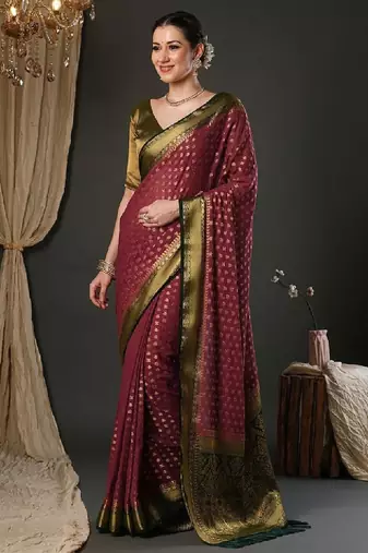 Woven design zari pure georgette kanjeevaram saree
