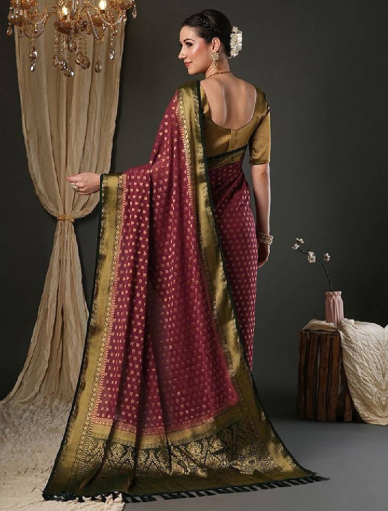 Woven design zari pure georgette kanjeevaram saree