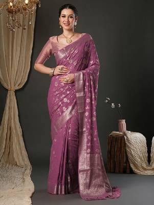 Woven design zari pure georgette kanjeevaram saree 1