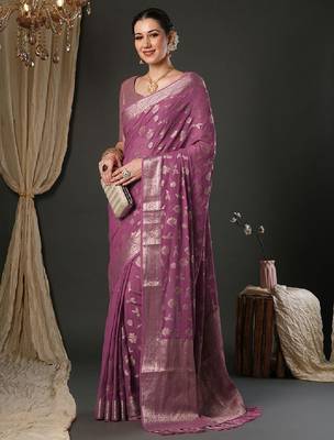Woven design zari pure georgette kanjeevaram saree 2