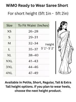 Maroon zari woven silk blend ready to wear saree - short 3