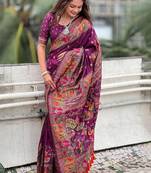 Ethnic motifs woven design zari kanjeevaram saree