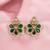 Gold plated green kundan pearl floral ethnic wedding jewellery stud earring for women & girls