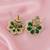 Gold plated green kundan pearl floral ethnic wedding jewellery stud earring for women & girls