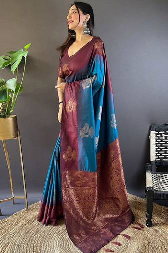 Woven design zari kanjeevaram saree