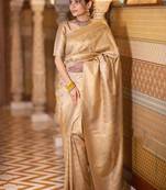 Geometric woven design zari kanjeevaram saree