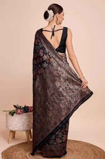 House of pataudi woven embellished art silk kanjeevaram saree