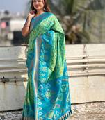 Ethnic motifs woven design zari kanjeevaram saree