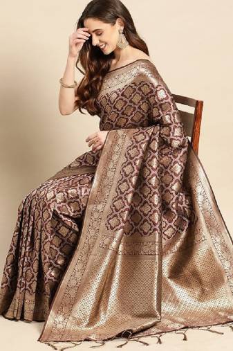 Ethnic motifs zari kanjeevaram saree