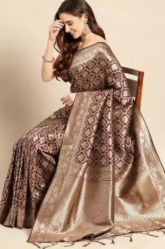 Ethnic motifs zari kanjeevaram saree