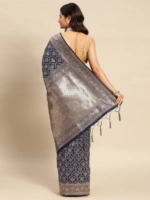 Ethnic motifs zari kanjeevaram saree 2