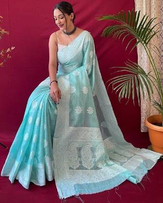 Floral embroidered art silk handloom kanjeevaram saree 1