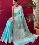 Floral embroidered art silk handloom kanjeevaram saree