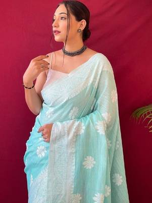 Floral embroidered art silk handloom kanjeevaram saree 2