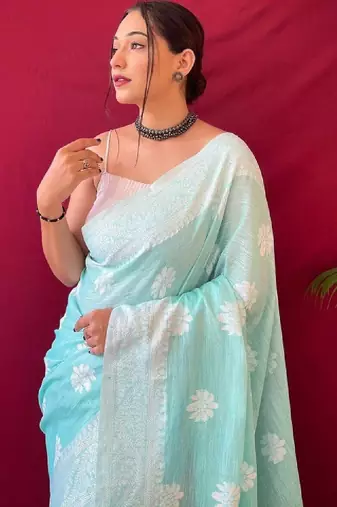 Floral embroidered art silk handloom kanjeevaram saree