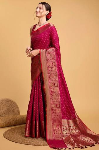 Woven design kanjeevaram zari saree with unstitched blouse piece