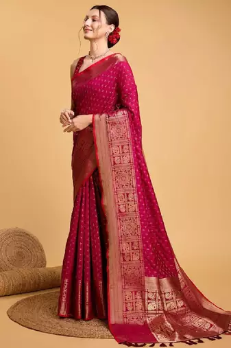 Woven design kanjeevaram zari saree with unstitched blouse piece