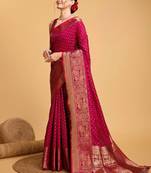 Woven design kanjeevaram zari saree with unstitched blouse piece