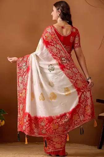 Ethnic motifs zari silk blend kanjeevaram saree