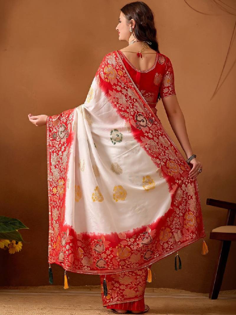 Ethnic motifs zari silk blend kanjeevaram saree