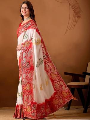 Ethnic motifs zari silk blend kanjeevaram saree 3