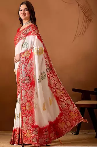 Ethnic motifs zari silk blend kanjeevaram saree