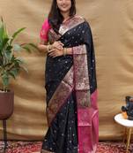 Woven design pure zari heavy work paithani kanjeevaram silk saree