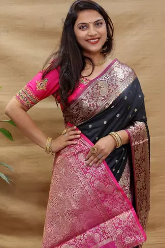Woven design pure zari heavy work paithani kanjeevaram silk saree