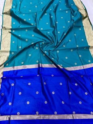 Blue art silk woven design sarees 1