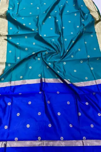 Blue art silk woven design sarees