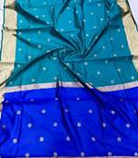 Blue art silk woven design sarees
