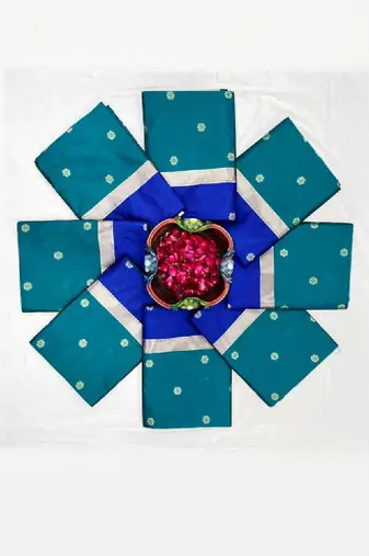 Blue art silk woven design sarees