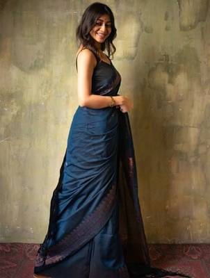 Woven design zari silk blend kanjeevaram saree 1