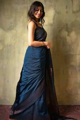 Woven design zari silk blend kanjeevaram saree