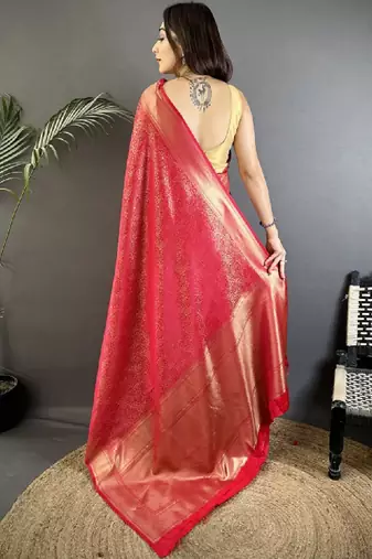 Woven design zari silk blend heavy work kanjeevaram saree