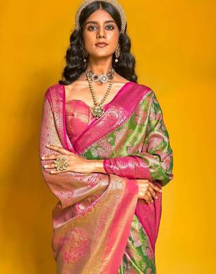 Woven design zari silk cotton kanjeevaram saree 1