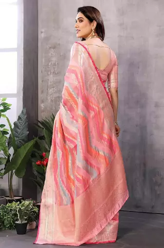 Leheriya zari organza kanjeevaram saree