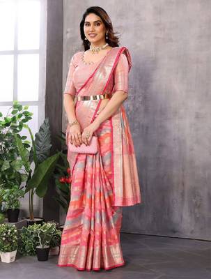 Leheriya zari organza kanjeevaram saree 1
