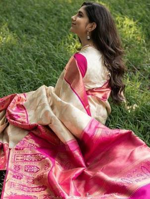 Woven design zari art silk designer kanjeevaram saree 1