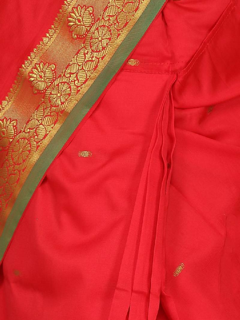 Red solid kanjeevaram saree