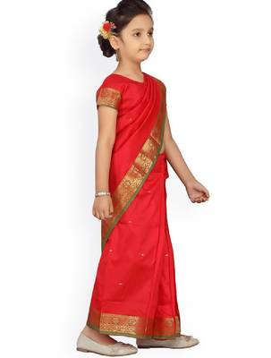 Red solid kanjeevaram saree 2