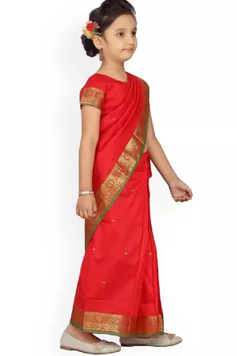 Red solid kanjeevaram saree