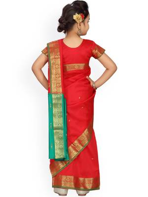 Red solid kanjeevaram saree 3