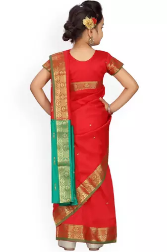Red solid kanjeevaram saree
