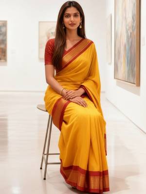 Ethnic motifs art silk kanjeevaram saree 2