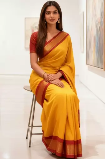 Ethnic motifs art silk kanjeevaram saree