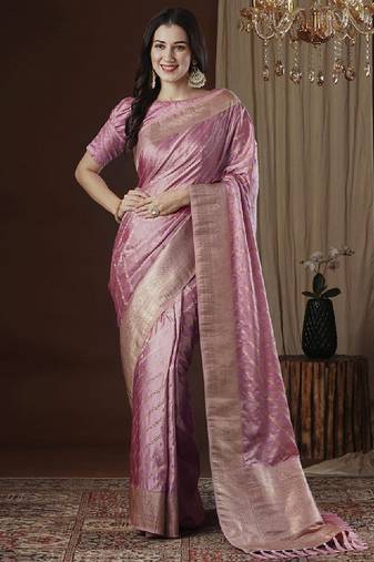 Ethnic motifs zari satin kanjeevaram saree