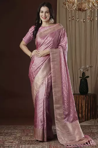 Ethnic motifs zari satin kanjeevaram saree