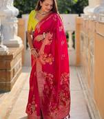 Women ethnic motifs zari kanjeevaram saree